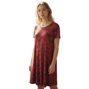 LULAROE ORANGE, BLACK, & RED DRESS SZ.XXS EUC.